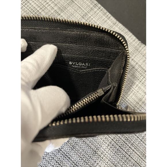 BVLGARI Be Zero One Leather/Canvas Zip Around Long Purse Wallet Black - Nice One - Picture 8 of 12